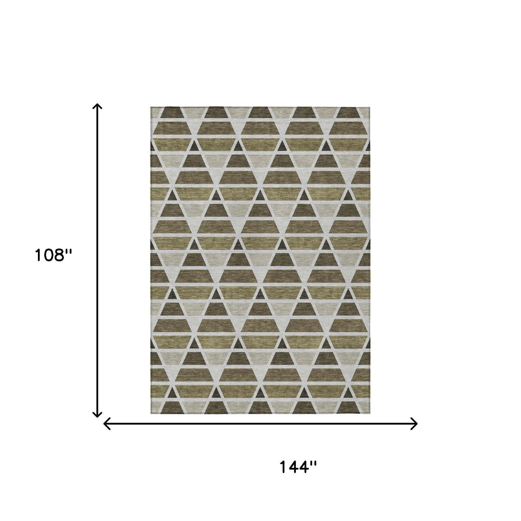 9' X 12' Brown And Pewter Geometric Washable Indoor Outdoor Area Rug Homeroots Outdoor