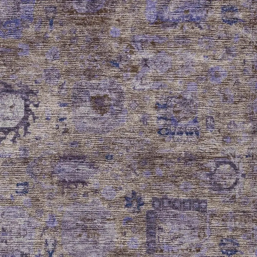 9' X 12' Brown And Plum Abstract Washable Indoor Outdoor Area Rug Homeroots Outdoor