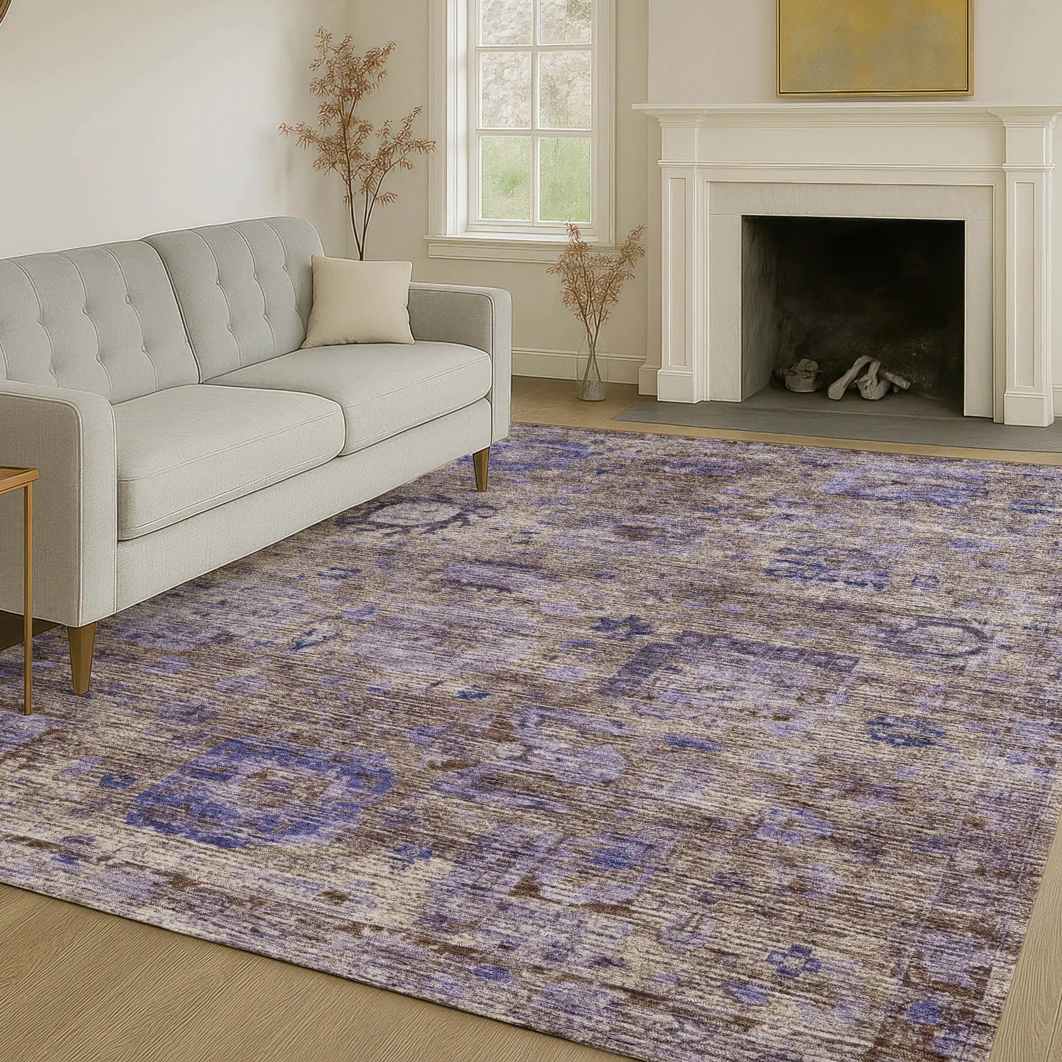 9' X 12' Brown And Plum Abstract Washable Indoor Outdoor Area Rug Homeroots Outdoor