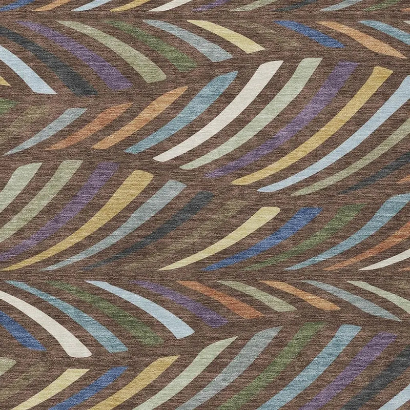 9' X 12' Brown And Plum Abstract Washable Indoor Outdoor Area Rug Homeroots Outdoor