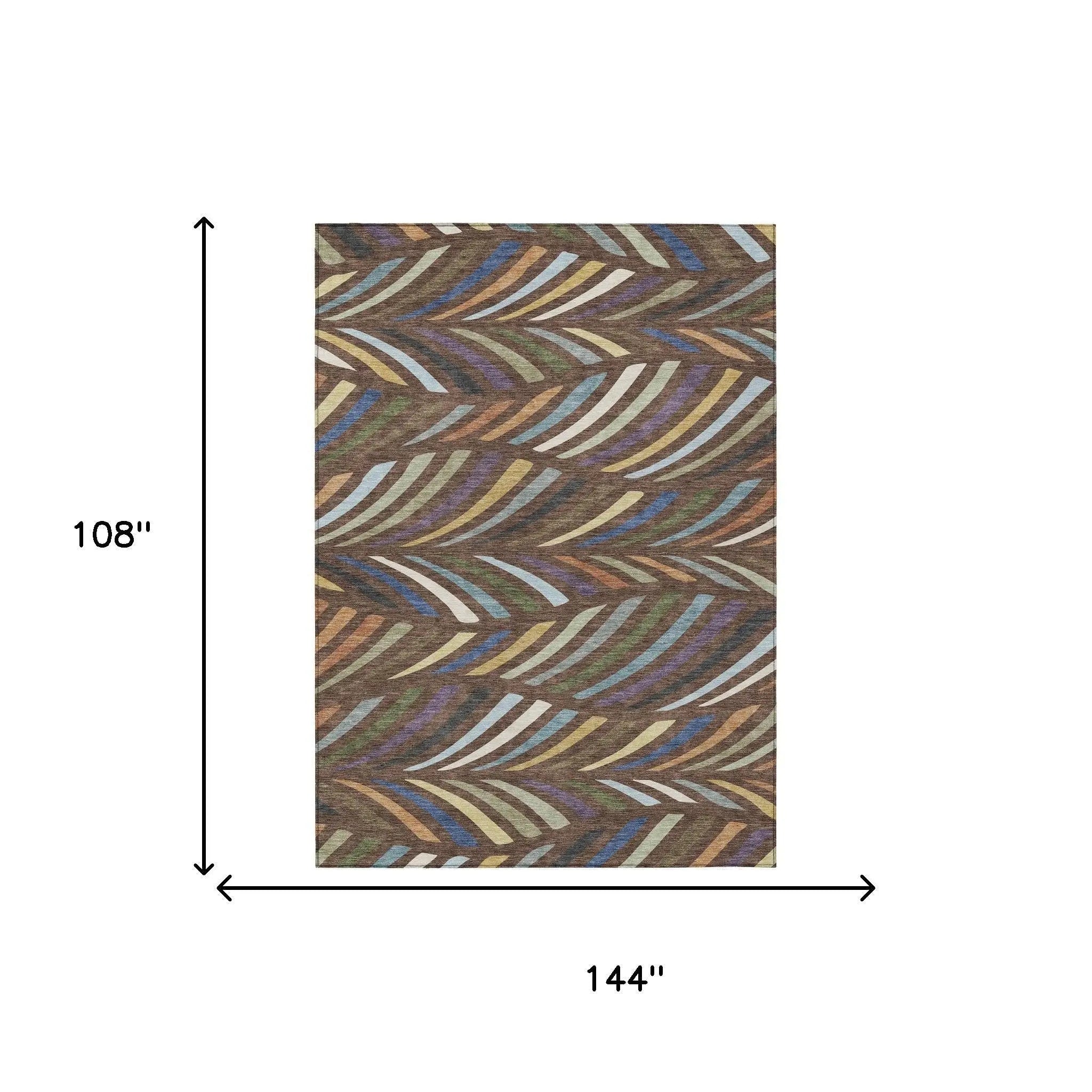 9' X 12' Brown And Plum Abstract Washable Indoor Outdoor Area Rug Homeroots Outdoor