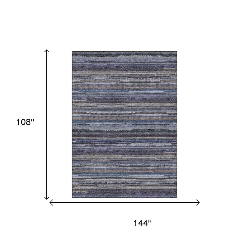9' X 12' Brown And Plum Striped Washable Indoor Outdoor Area Rug Homeroots Outdoor