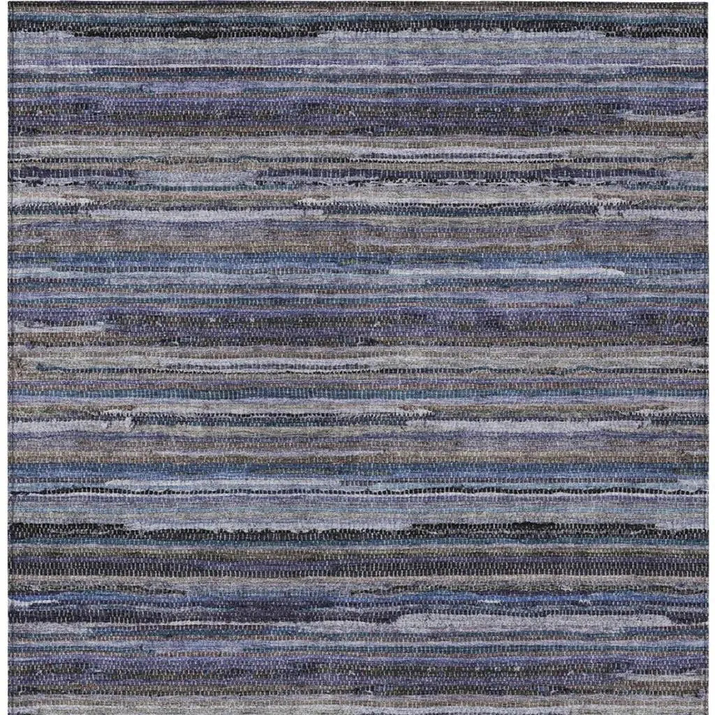 9' X 12' Brown And Plum Striped Washable Indoor Outdoor Area Rug Homeroots Outdoor