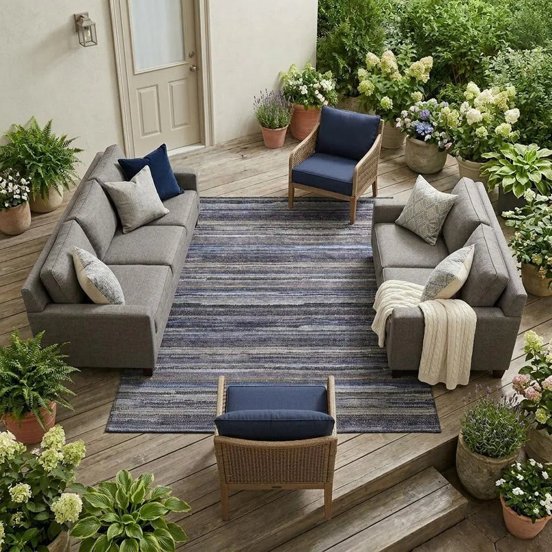 9' X 12' Brown And Plum Striped Washable Indoor Outdoor Area Rug Homeroots Outdoor