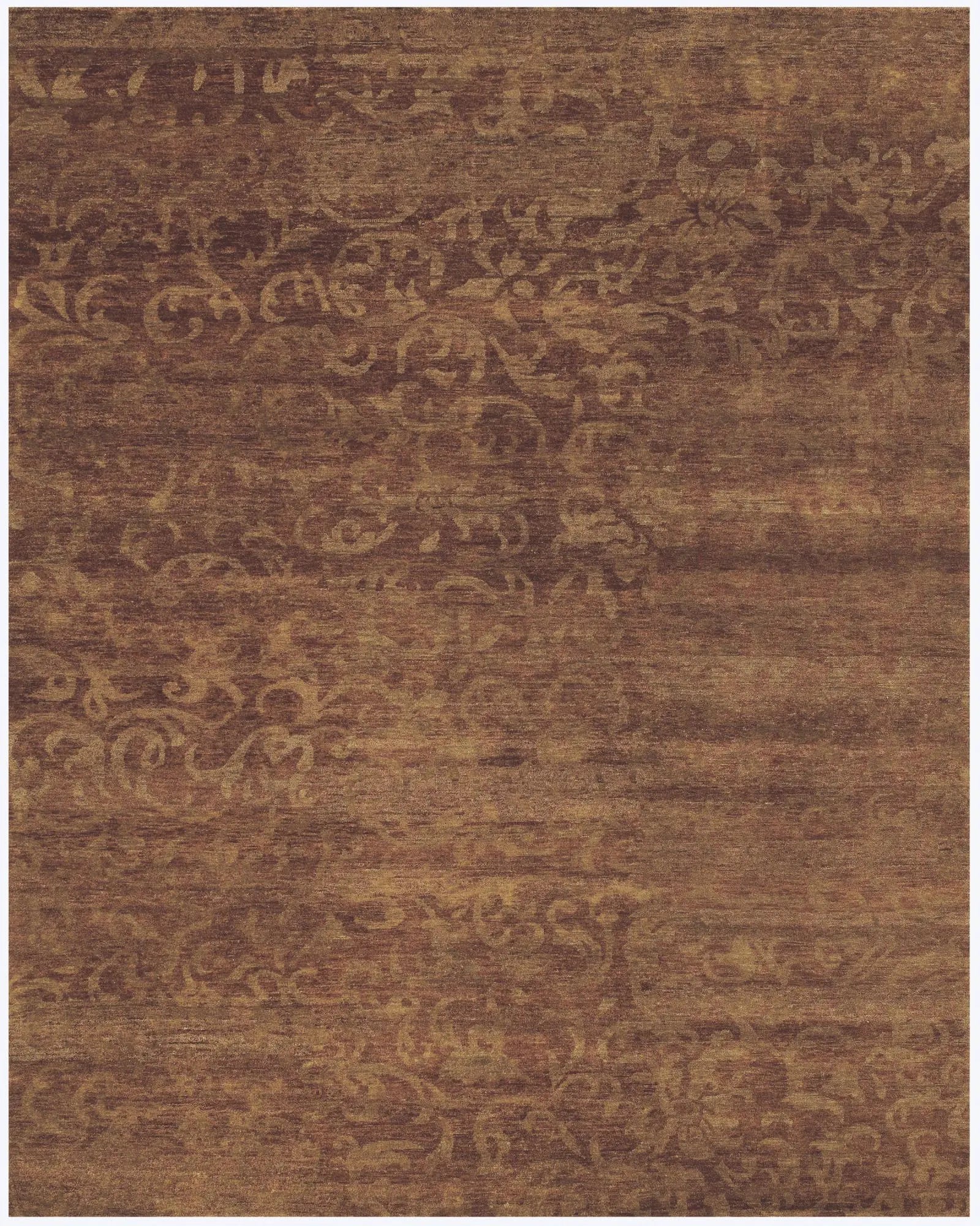 9' X 12' Brown And Red Wool Floral Hand Knotted Area Rug Homeroots Home Decor