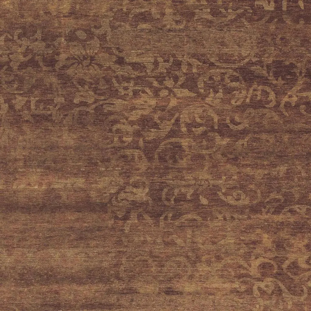 9' X 12' Brown And Red Wool Floral Hand Knotted Area Rug Homeroots Home Decor