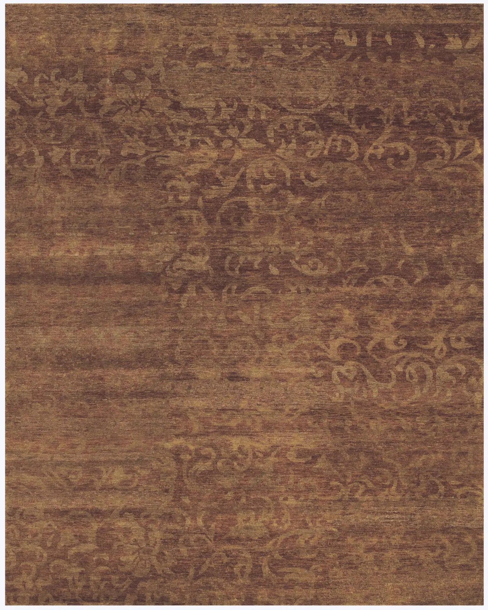 9' X 12' Brown And Red Wool Floral Hand Knotted Area Rug Homeroots Home Decor