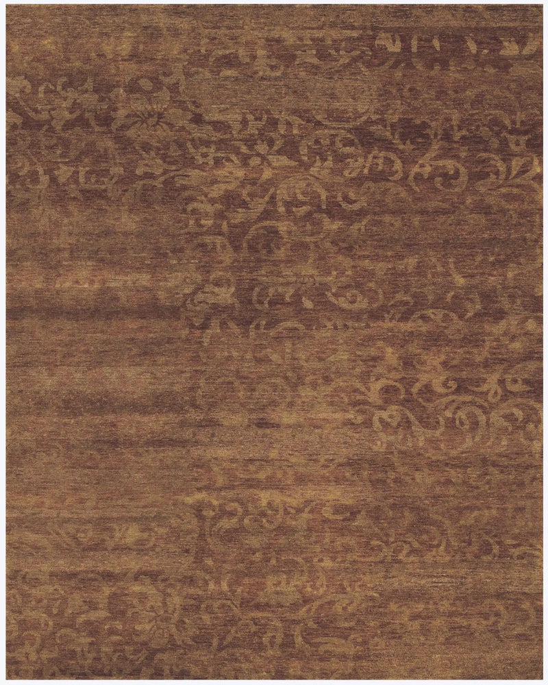 9' X 12' Brown And Red Wool Floral Hand Knotted Area Rug Homeroots Home Decor