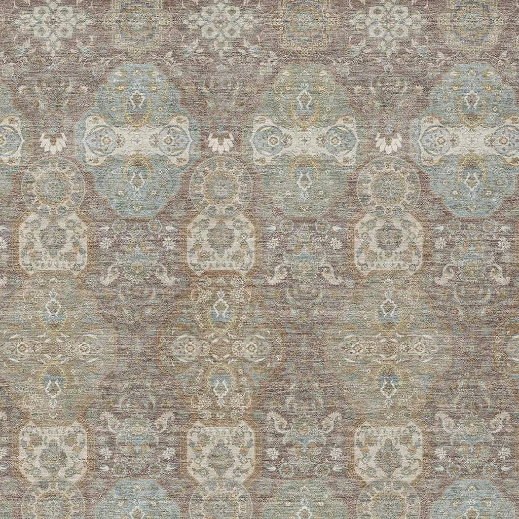 9' X 12' Brown And Sage Floral Washable Indoor Outdoor Area Rug Homeroots Outdoor
