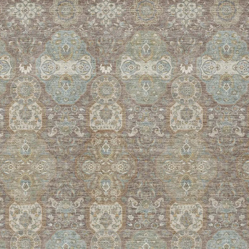 9' X 12' Brown And Sage Floral Washable Indoor Outdoor Area Rug Homeroots Outdoor