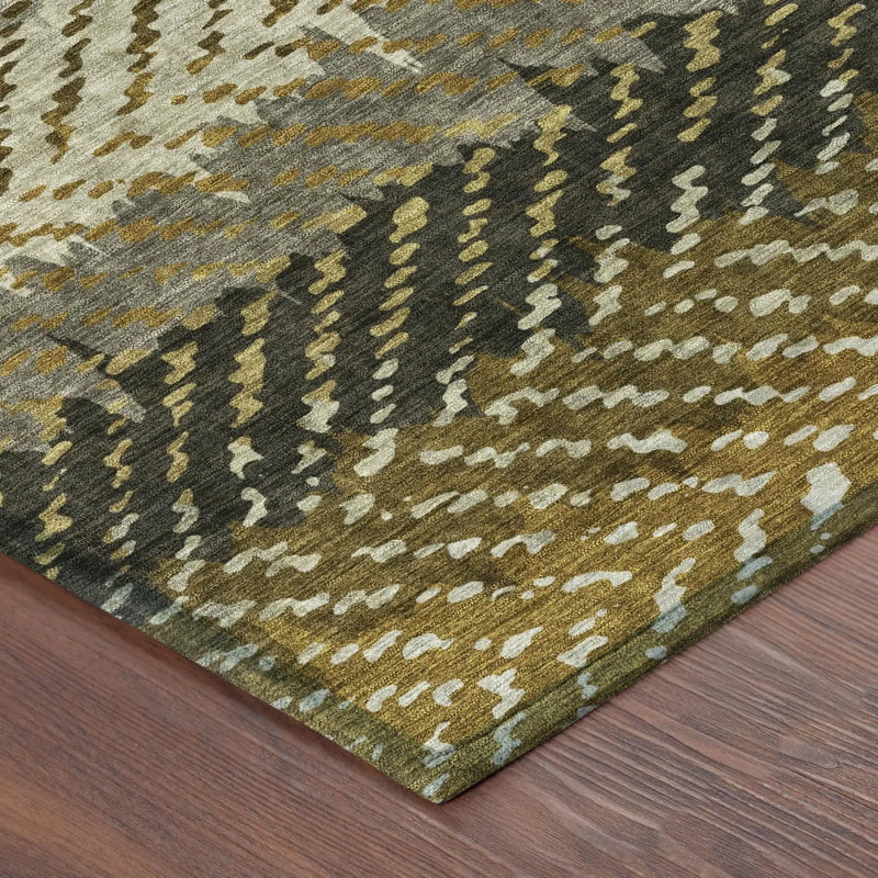 9' X 12' Brown And Sage Striped Washable Indoor Outdoor Area Rug Homeroots Outdoor