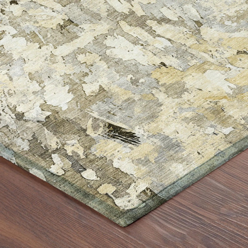 9' X 12' Brown And Silver Abstract Washable Indoor Outdoor Area Rug Homeroots Outdoor