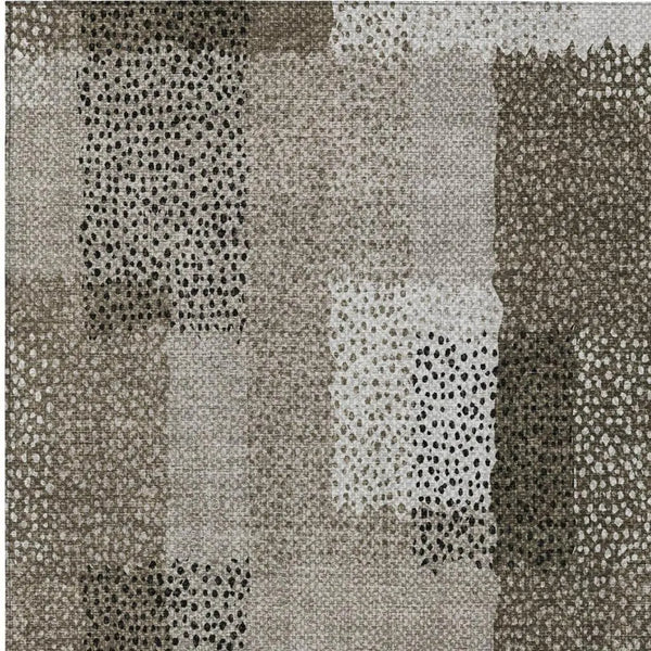 9' X 12' Brown And Silver Abstract Washable Indoor Outdoor Area Rug Homeroots Outdoor