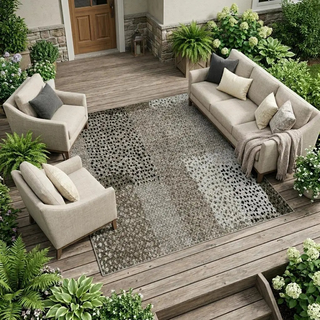 9' X 12' Brown And Silver Abstract Washable Indoor Outdoor Area Rug Homeroots Outdoor