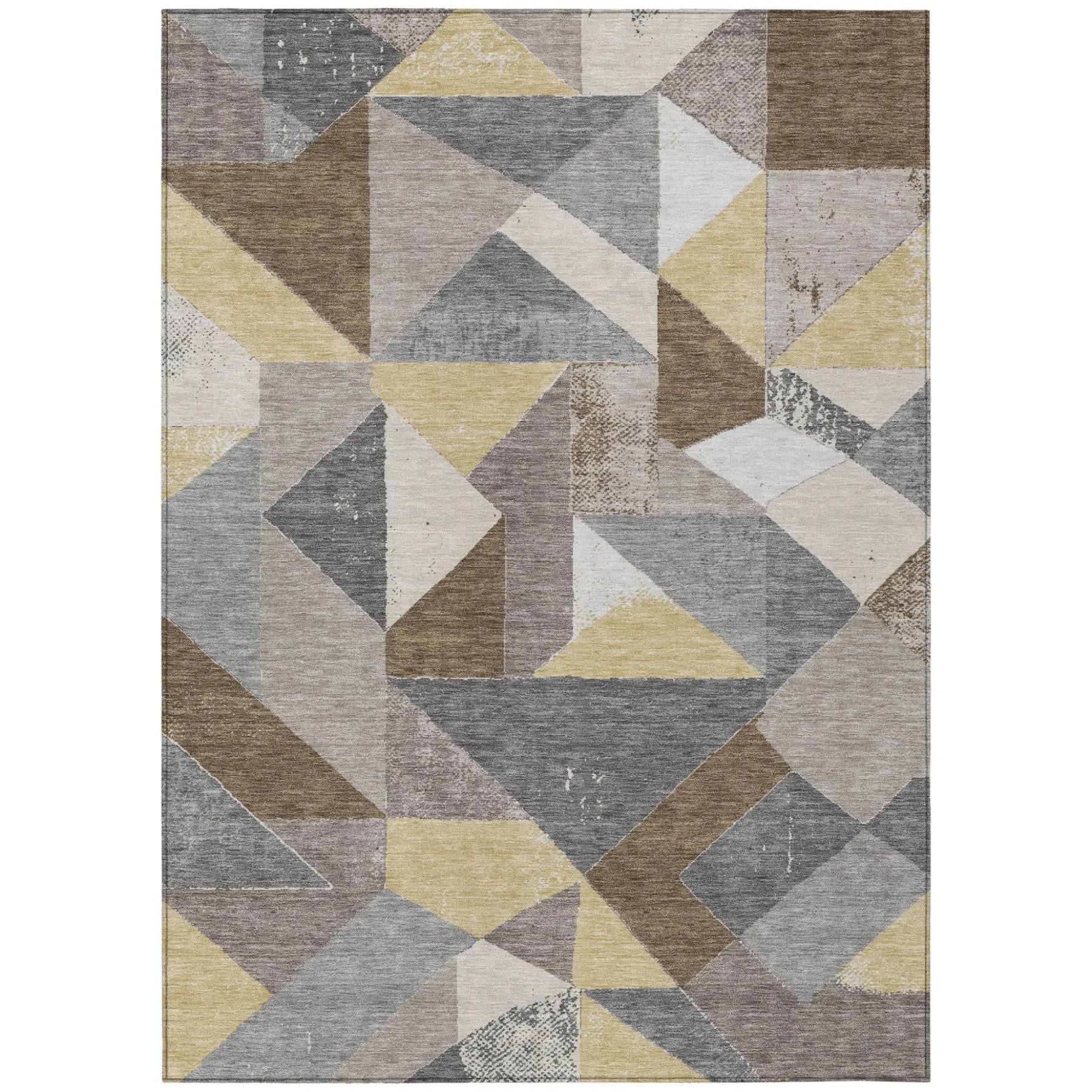 9' X 12' Brown And Silver Geometric Washable Indoor Outdoor Area Rug Homeroots Outdoor