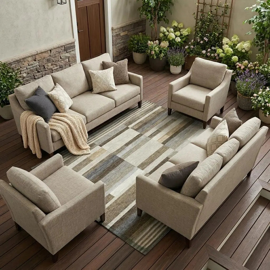 9' X 12' Brown And Silver Striped Washable Indoor Outdoor Area Rug Homeroots Outdoor