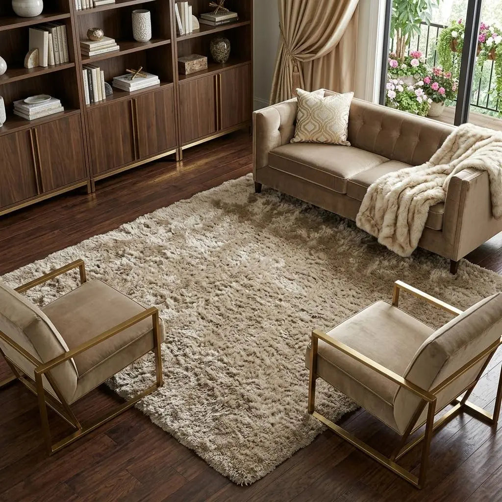 9' X 12' Brown And Tan Shag Hand Tufted Area Rug Homeroots Home Decor