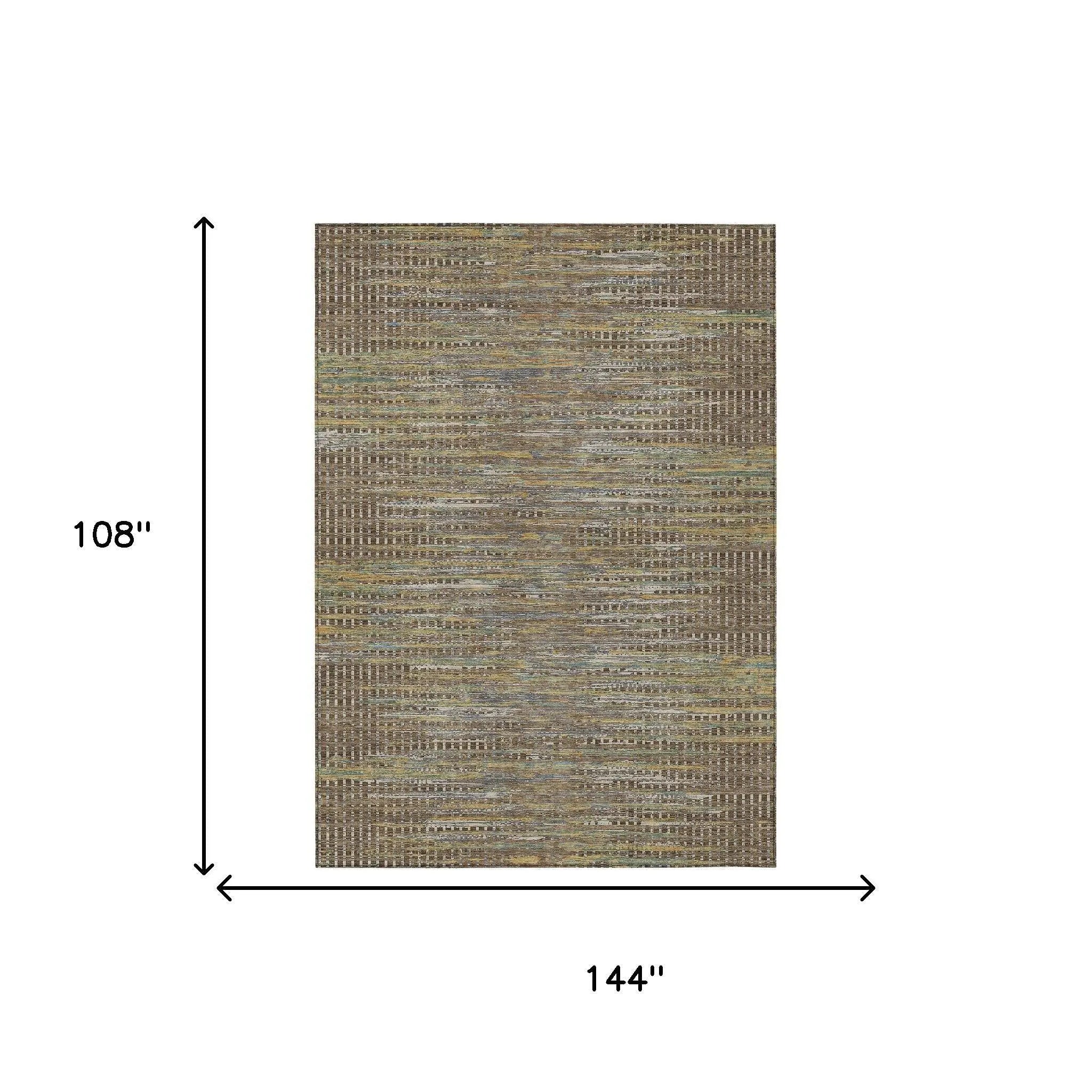 9' X 12' Brown And Taupe Abstract Washable Indoor Outdoor Area Rug Homeroots Outdoor