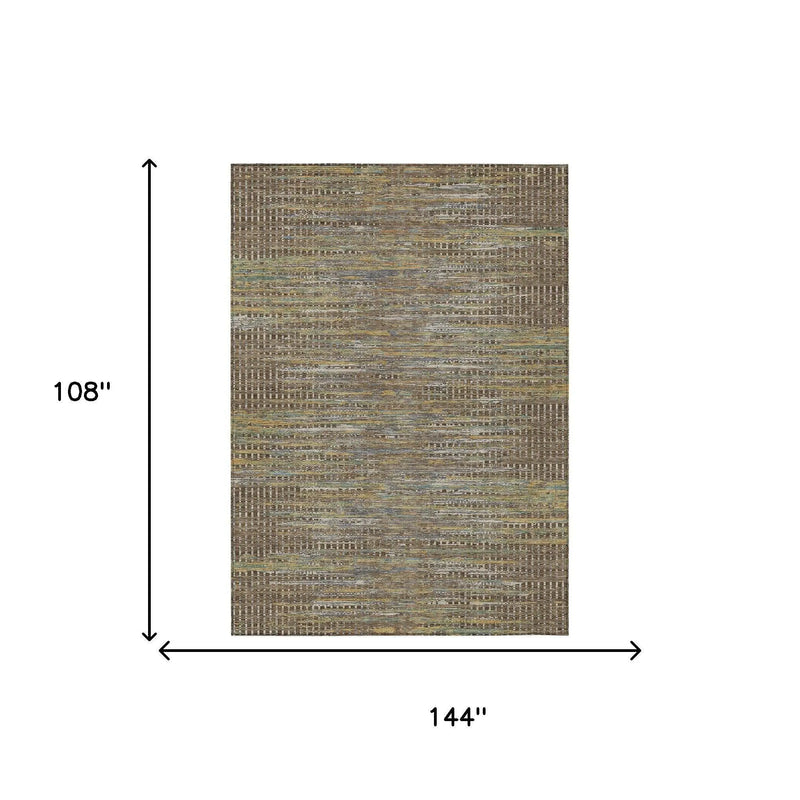 9' X 12' Brown And Taupe Abstract Washable Indoor Outdoor Area Rug Homeroots Outdoor