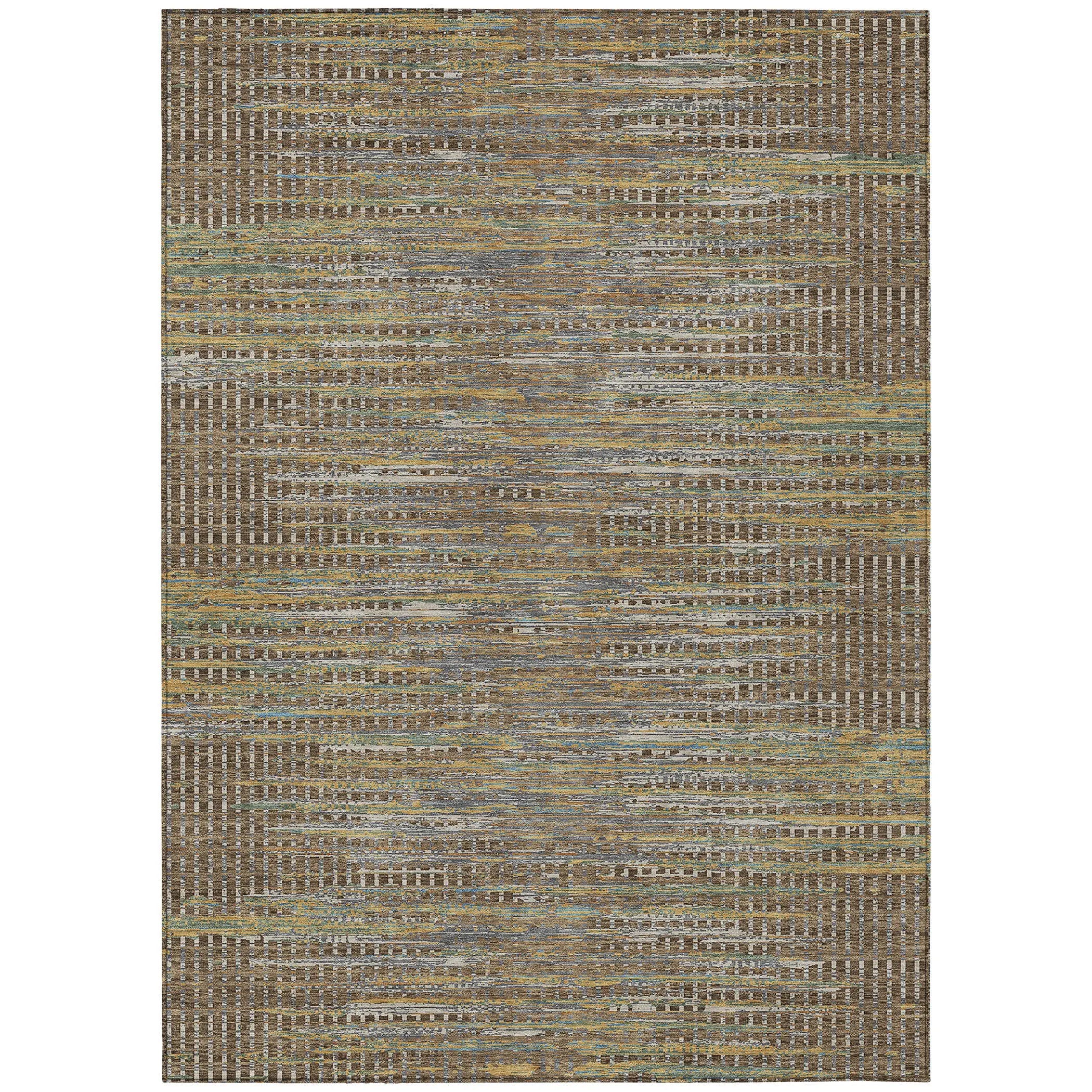 9' X 12' Brown And Taupe Abstract Washable Indoor Outdoor Area Rug Homeroots Outdoor