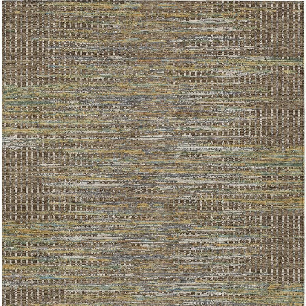 9' X 12' Brown And Taupe Abstract Washable Indoor Outdoor Area Rug Homeroots Outdoor