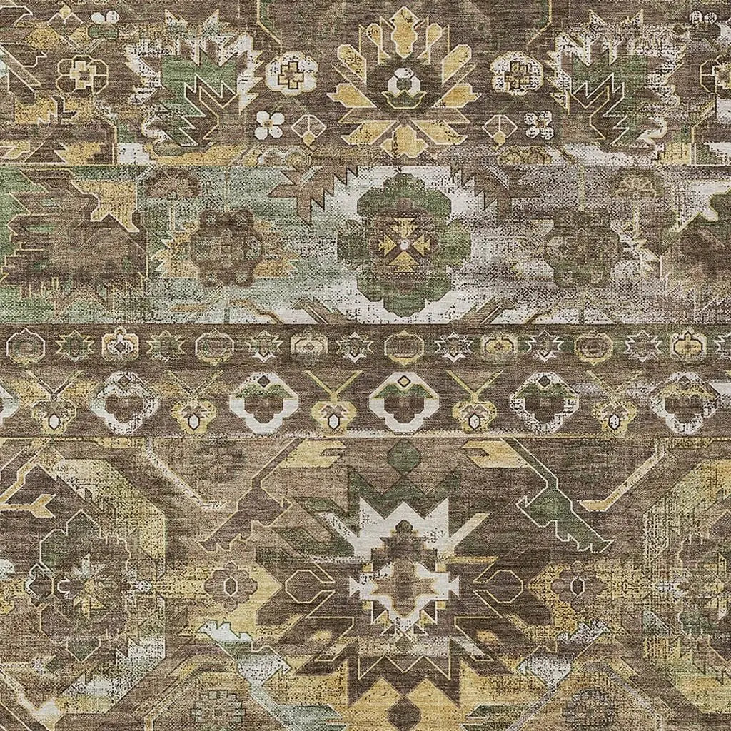 9' X 12' Brown And Taupe Cactus Washable Indoor Outdoor Area Rug Homeroots Outdoor