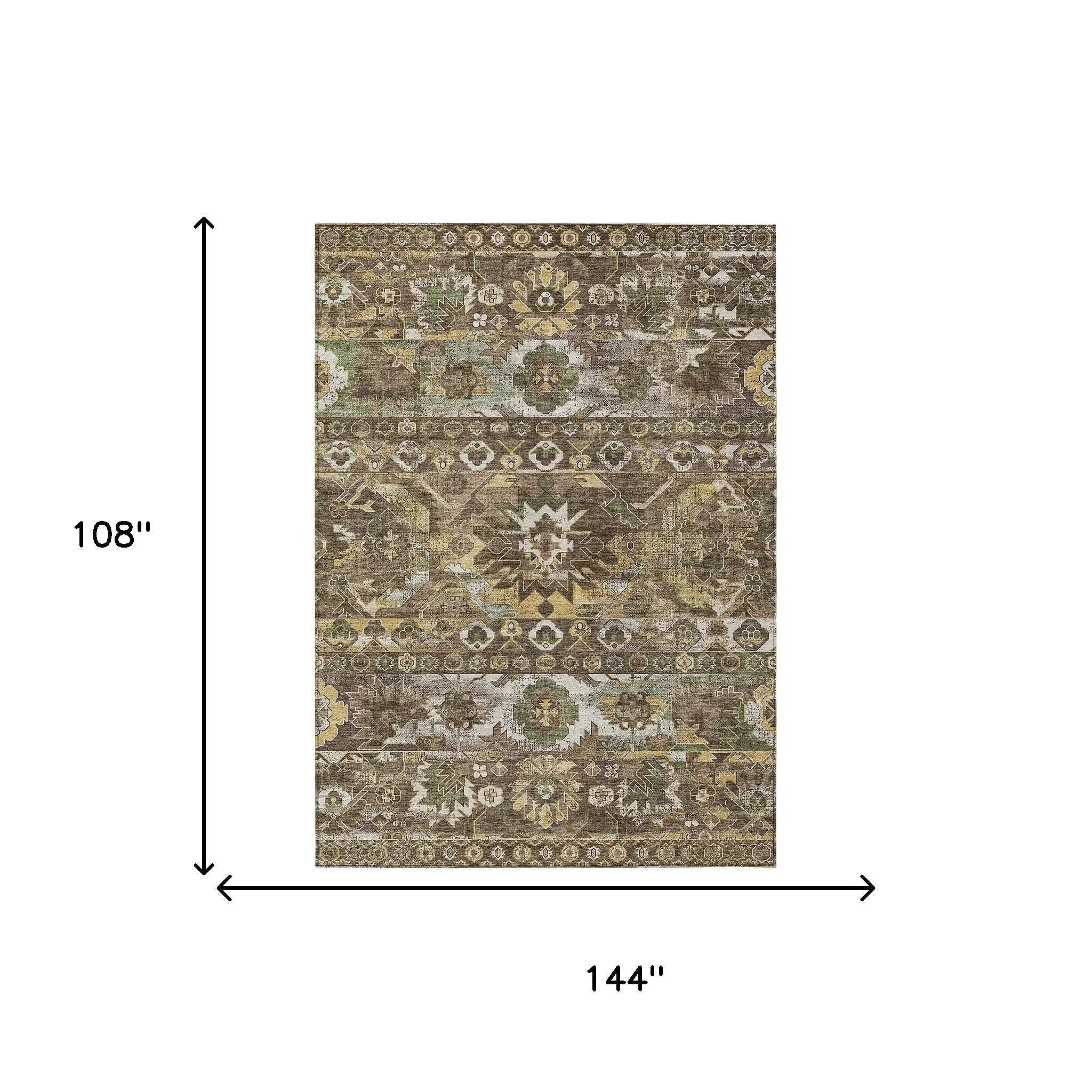 9' X 12' Brown And Taupe Cactus Washable Indoor Outdoor Area Rug Homeroots Outdoor