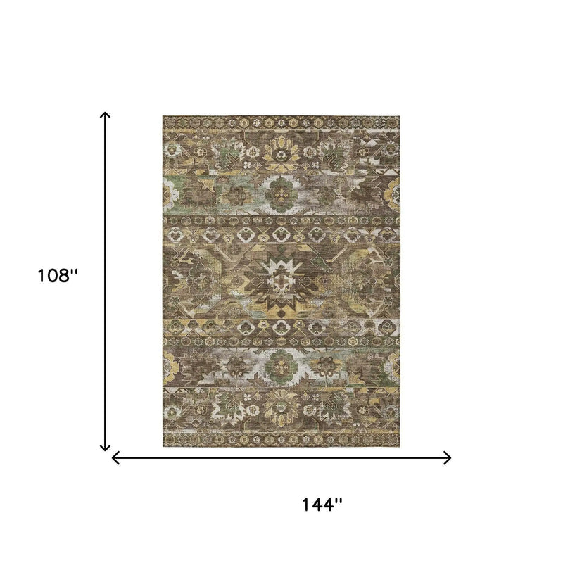 9' X 12' Brown And Taupe Cactus Washable Indoor Outdoor Area Rug Homeroots Outdoor