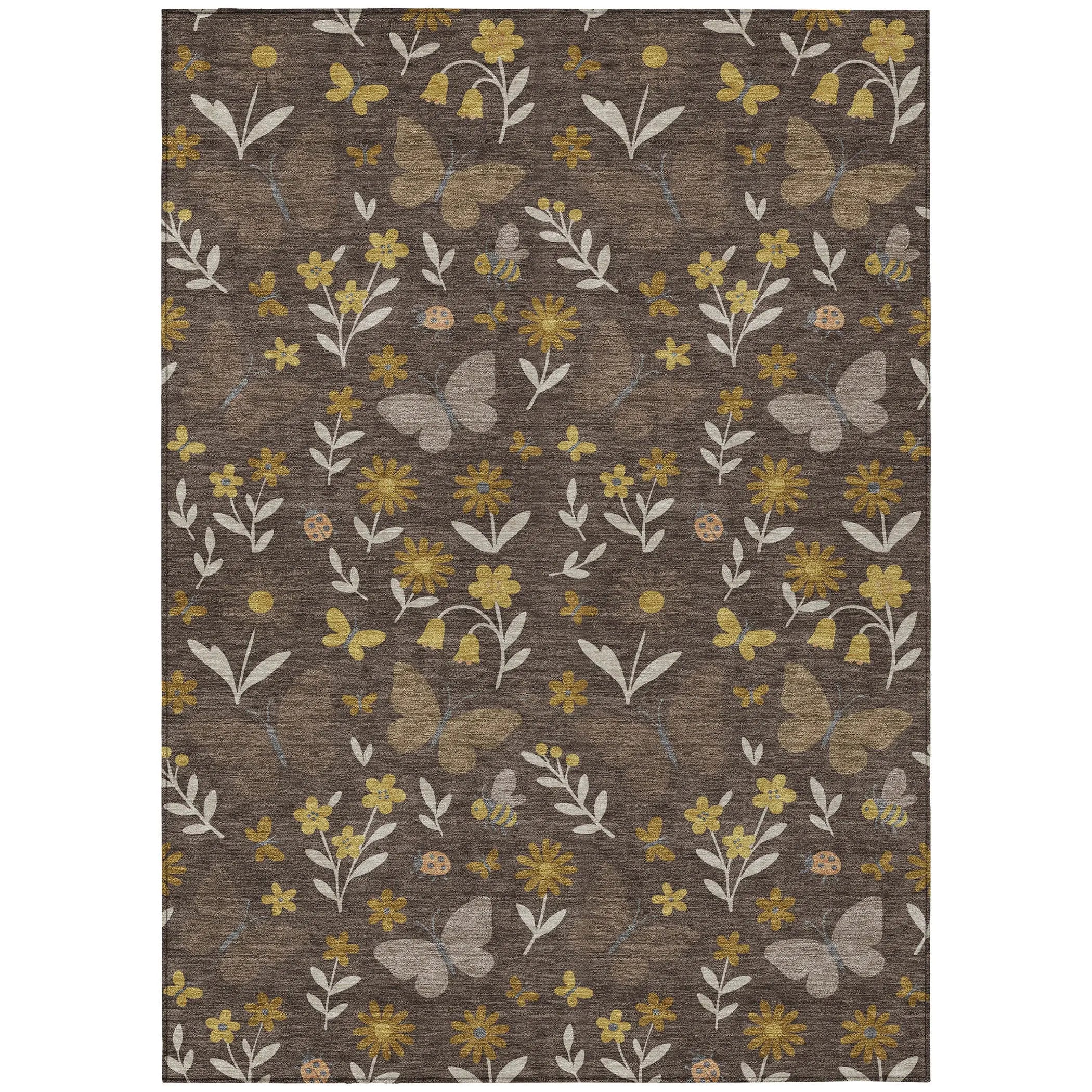 9' X 12' Brown And Walnut Abstract Washable Indoor Outdoor Area Rug Homeroots Outdoor
