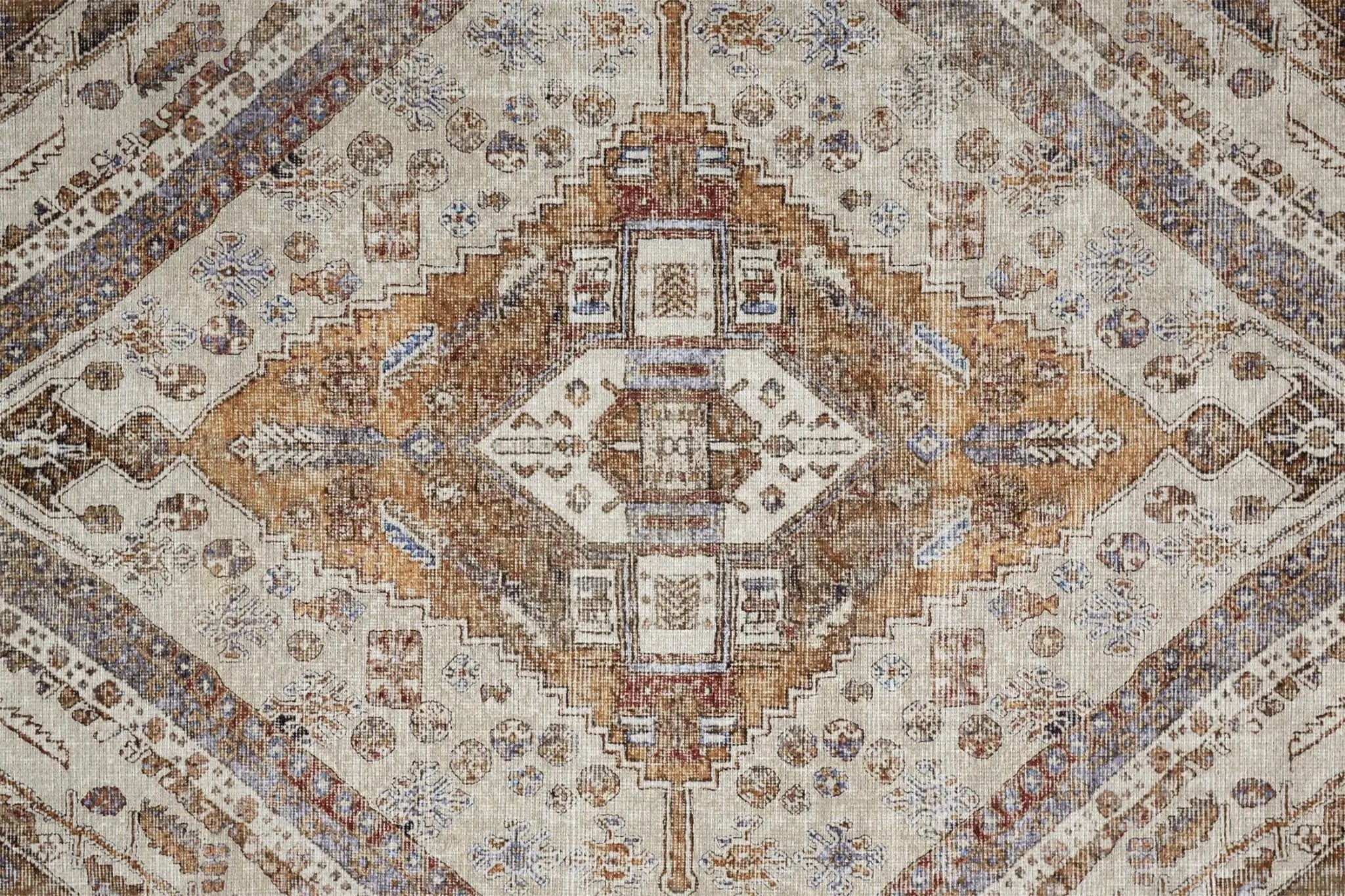 9' X 12' Brown Ivory And Orange Medallion Area Rug Homeroots Home Decor