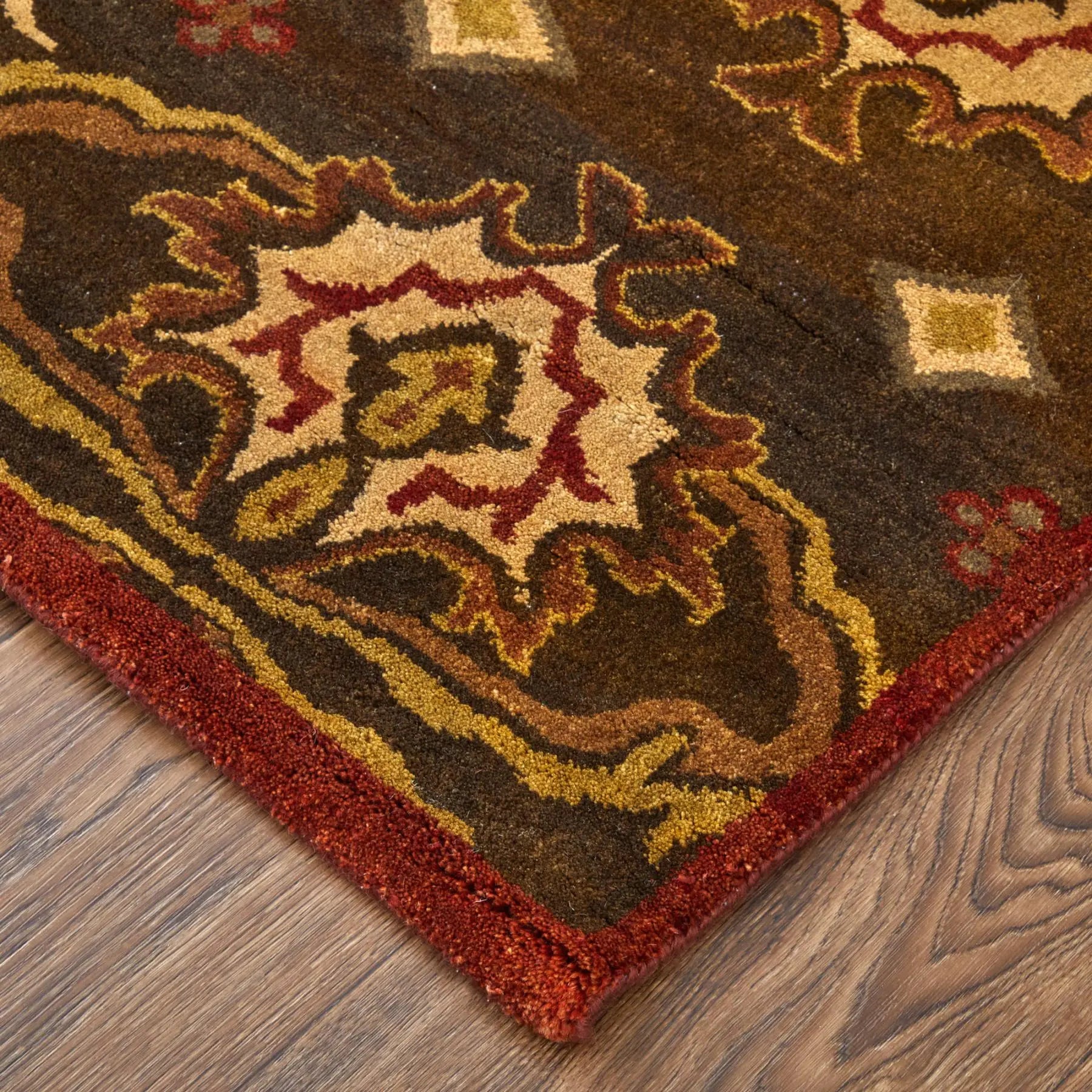 9' X 12' Brown Red And Tan Wool Ikat Hand Knotted Area Rug Homeroots Home Decor