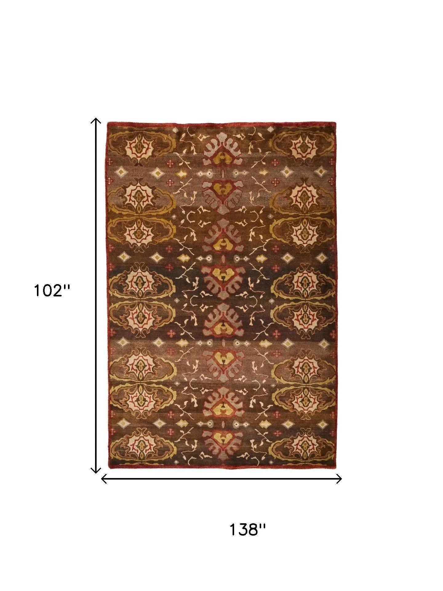 9' X 12' Brown Red And Tan Wool Ikat Hand Knotted Area Rug Homeroots Home Decor