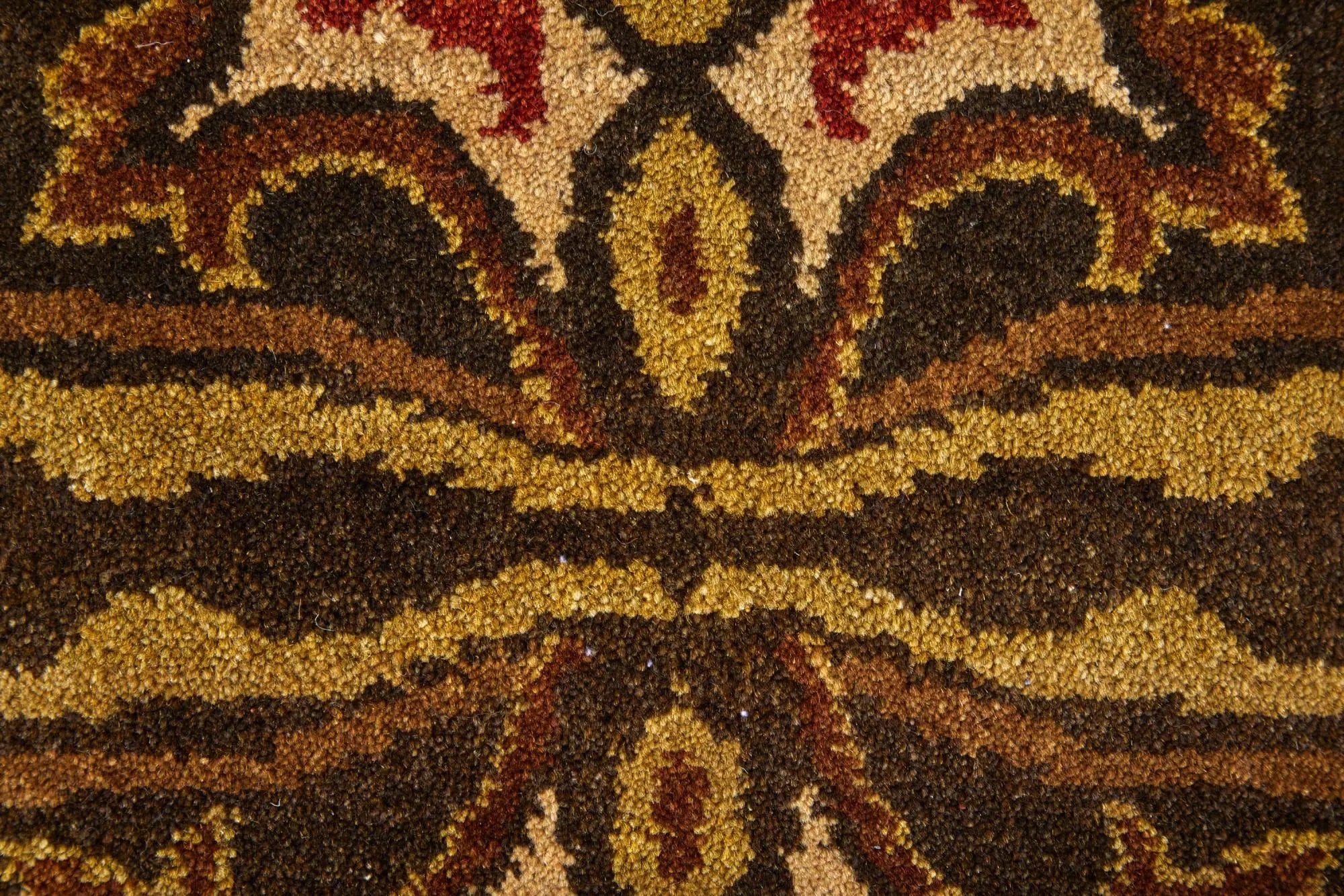 9' X 12' Brown Red And Tan Wool Ikat Hand Knotted Area Rug Homeroots Home Decor