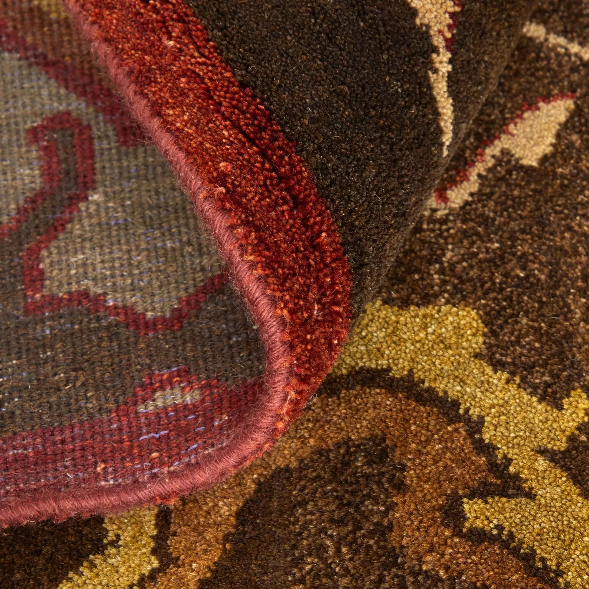 9' X 12' Brown Red And Tan Wool Ikat Hand Knotted Area Rug Homeroots Home Decor
