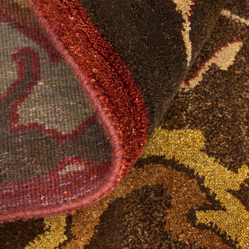 9' X 12' Brown Red And Tan Wool Ikat Hand Knotted Area Rug Homeroots Home Decor