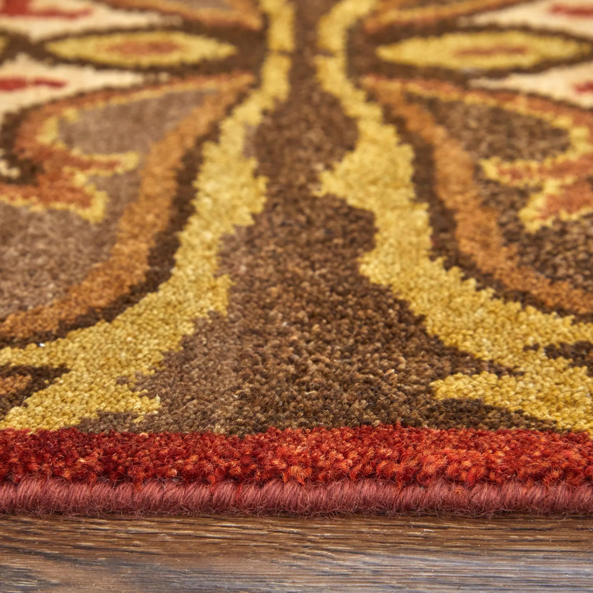 9' X 12' Brown Red And Tan Wool Ikat Hand Knotted Area Rug Homeroots Home Decor