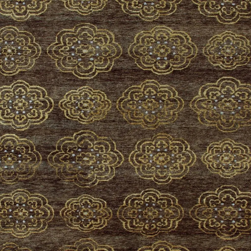 9' X 12' Brown Yellow And Gold Floral Hand Knotted Area Rug Homeroots Home Decor