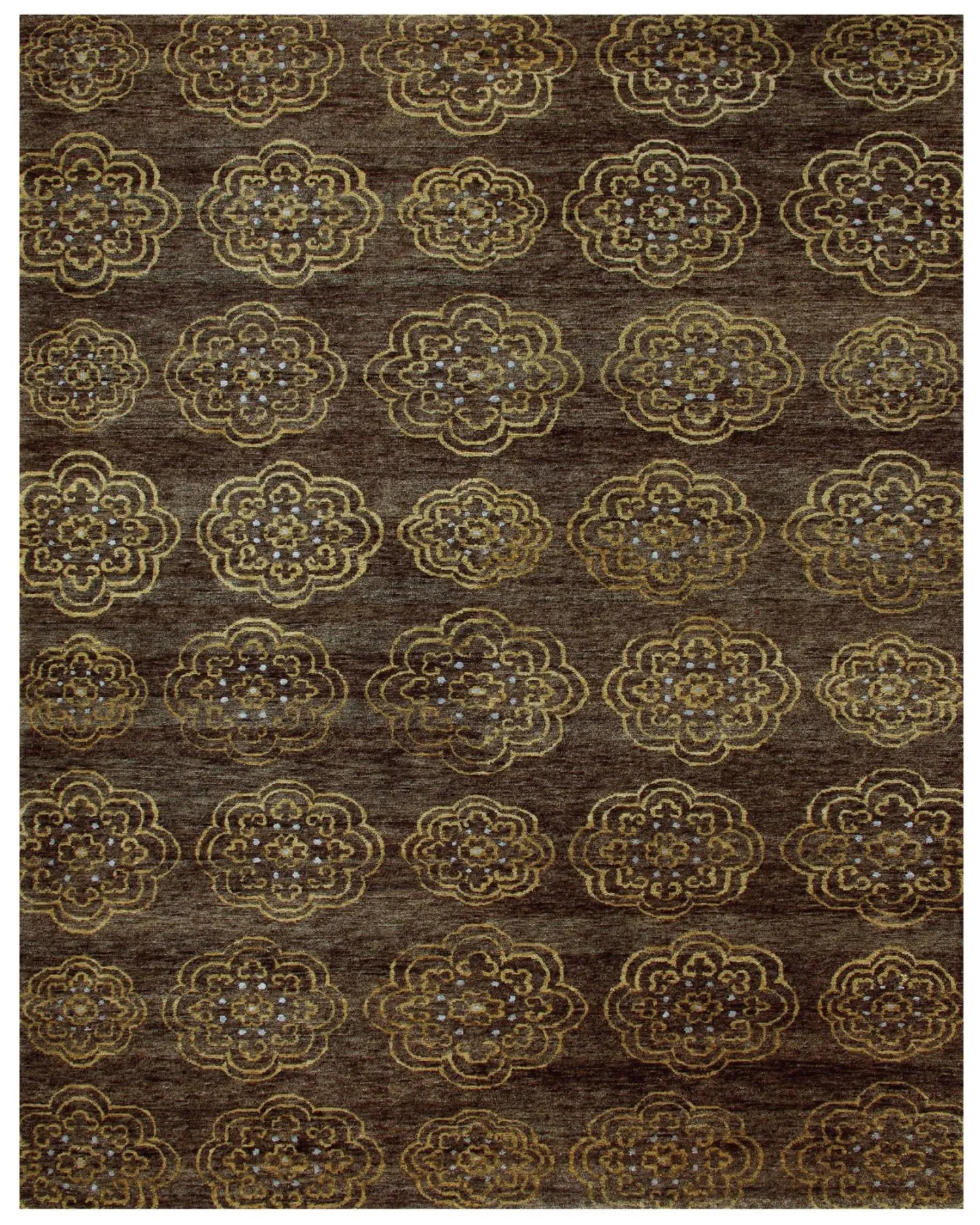 9' X 12' Brown Yellow And Gold Floral Hand Knotted Area Rug Homeroots Home Decor