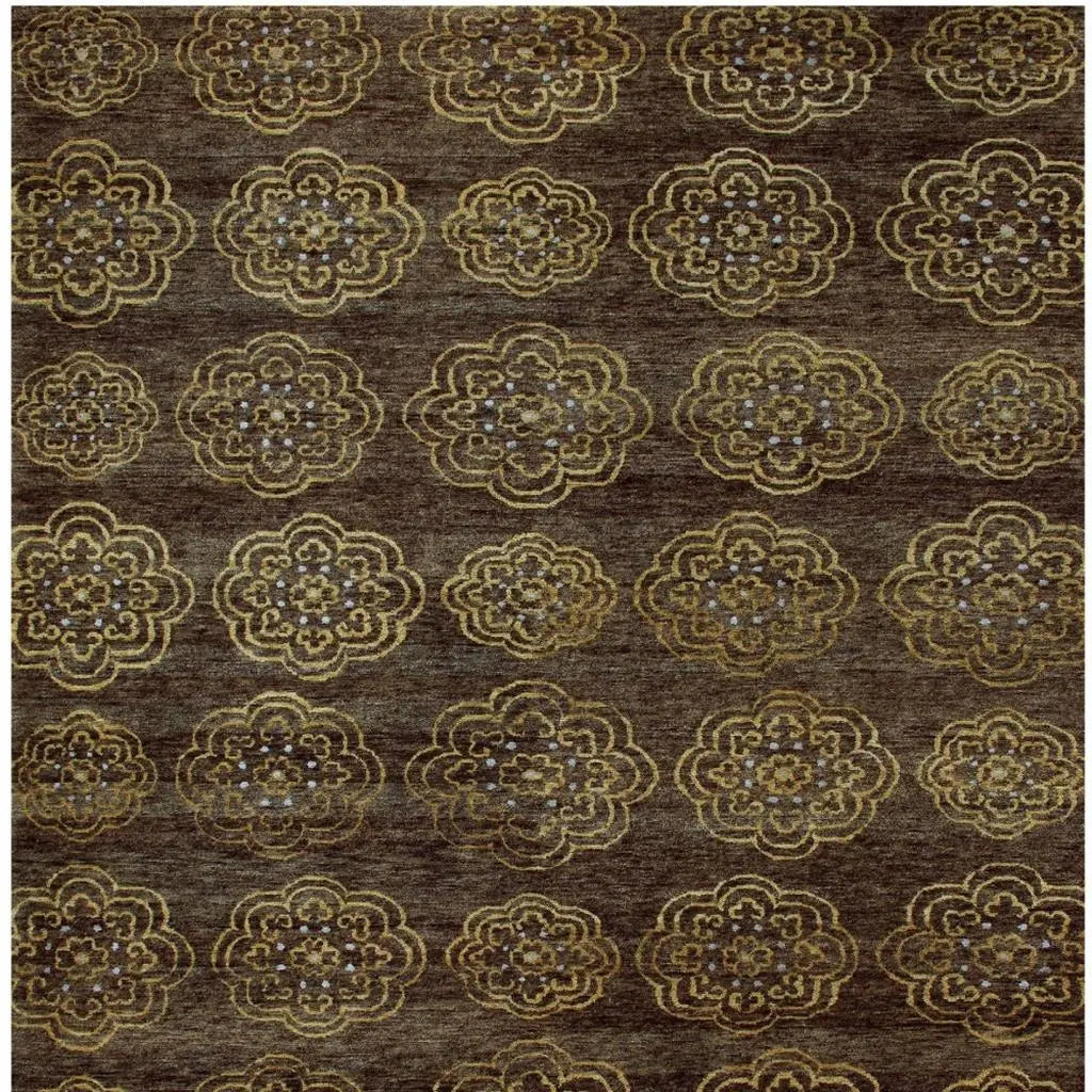 9' X 12' Brown Yellow And Gold Floral Hand Knotted Area Rug Homeroots Home Decor