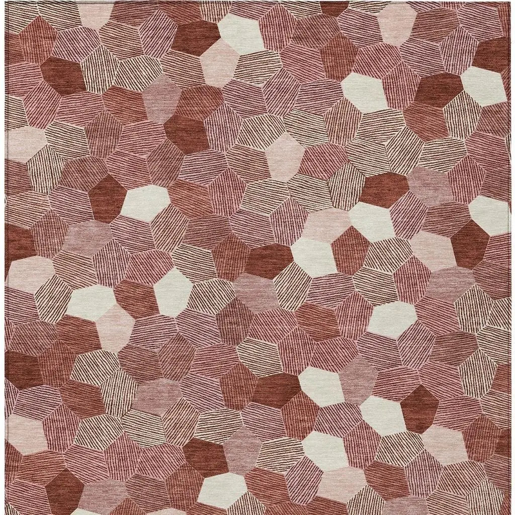 9' X 12' Burgundy And Ivory Geometric Washable Indoor Outdoor Area Rug Homeroots Outdoor