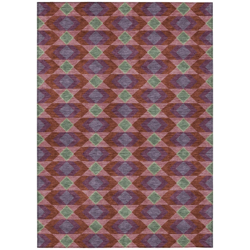 9' X 12' Burgundy And Pewter Geometric Washable Indoor Outdoor Area Rug Homeroots Outdoor