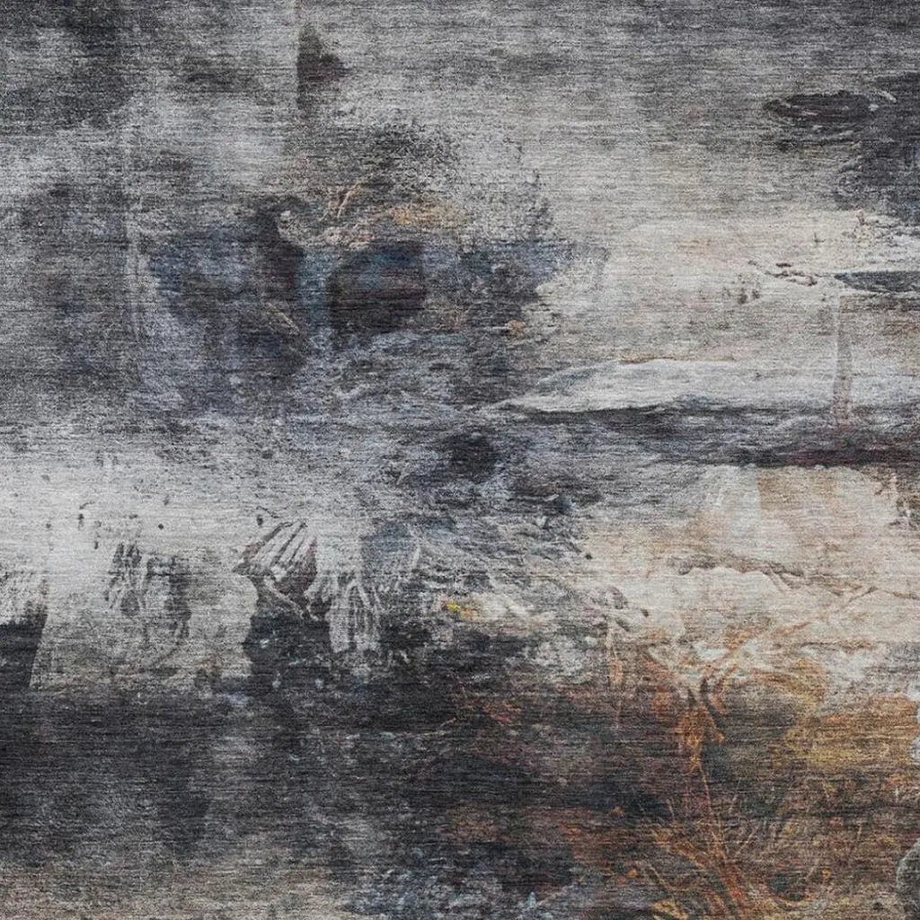 9' X 12' Charcoal And Gray Abstract Washable Indoor Outdoor Area Rug Homeroots Outdoor