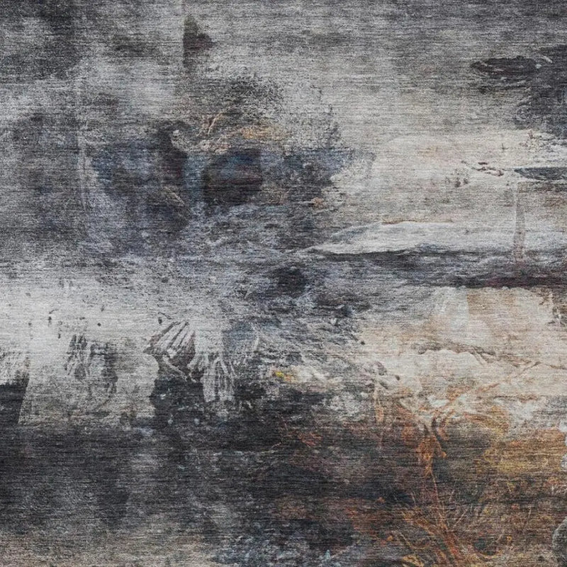 9' X 12' Charcoal And Gray Abstract Washable Indoor Outdoor Area Rug Homeroots Outdoor