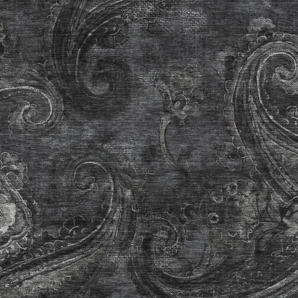 9' X 12' Charcoal And Gray Paisley Washable Indoor Outdoor Area Rug Homeroots Outdoor