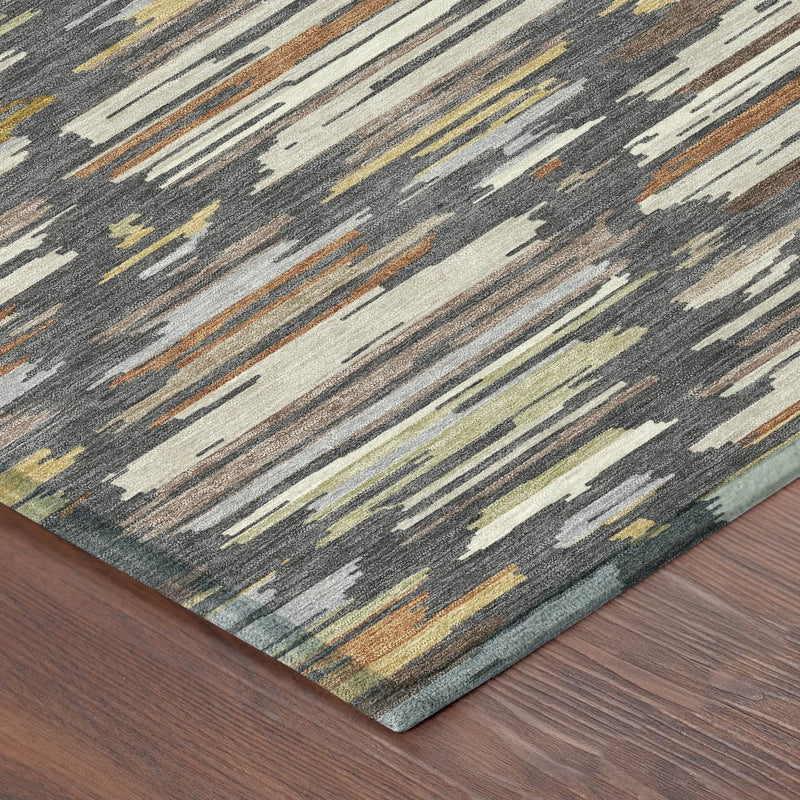 9' X 12' Charcoal And Gray Southwestern Washable Indoor Outdoor Area Rug Homeroots Outdoor