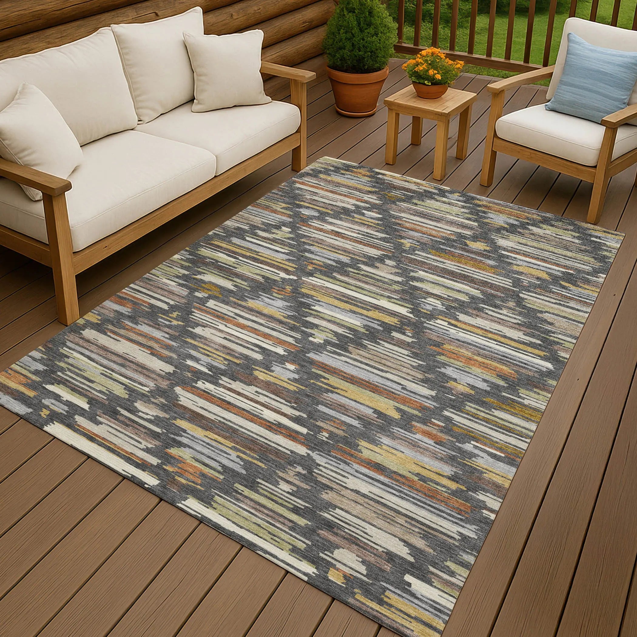 9' X 12' Charcoal And Gray Southwestern Washable Indoor Outdoor Area Rug Homeroots Outdoor