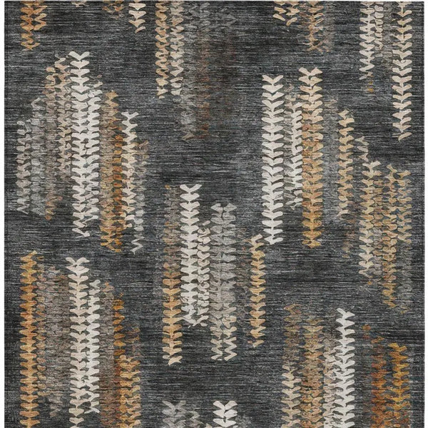 9' X 12' Charcoal And Gray Striped Washable Indoor Outdoor Area Rug Homeroots Outdoor