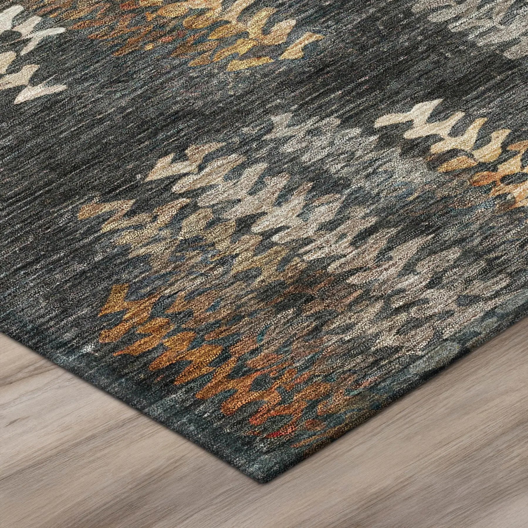 9' X 12' Charcoal And Gray Striped Washable Indoor Outdoor Area Rug Homeroots Outdoor