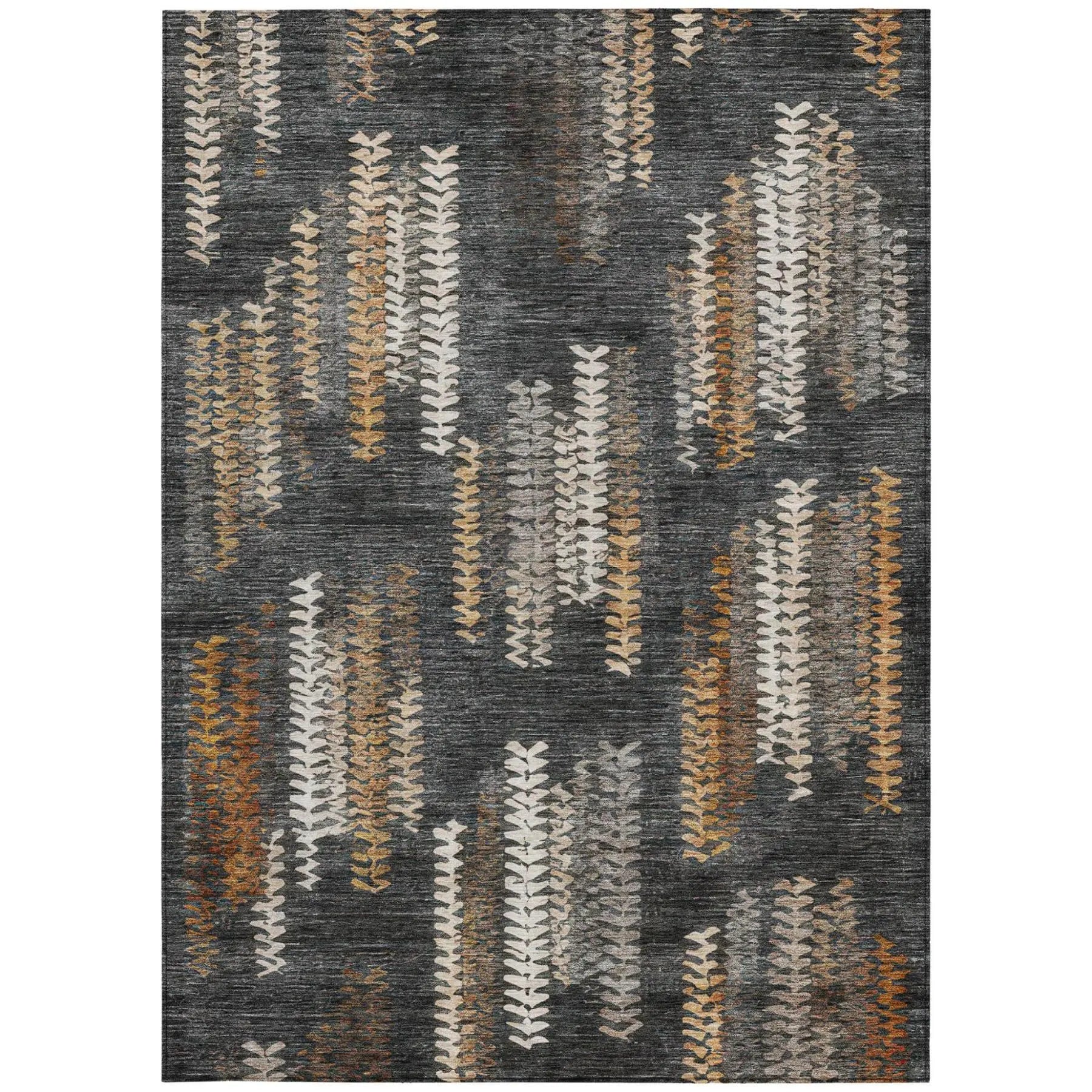 9' X 12' Charcoal And Gray Striped Washable Indoor Outdoor Area Rug Homeroots Outdoor