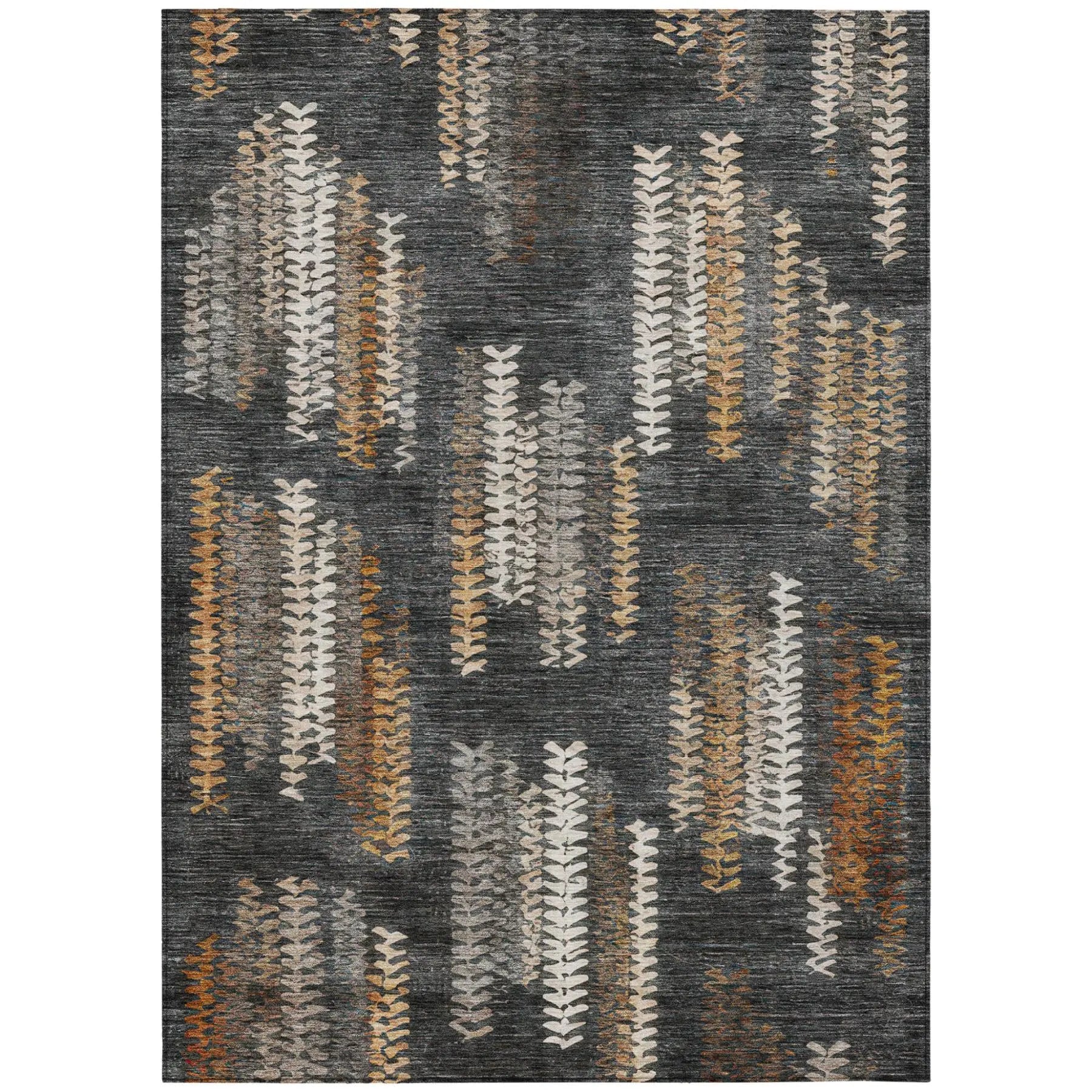 9' X 12' Charcoal And Gray Striped Washable Indoor Outdoor Area Rug Homeroots Outdoor